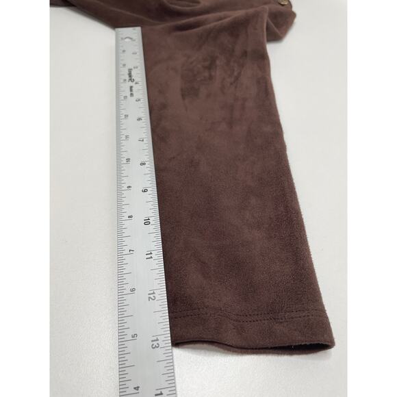J. McLaughlin Clio Faux Suede Top Button Envelope Collar 3/4 Sleeve Brown XS - Picture 8 of 9